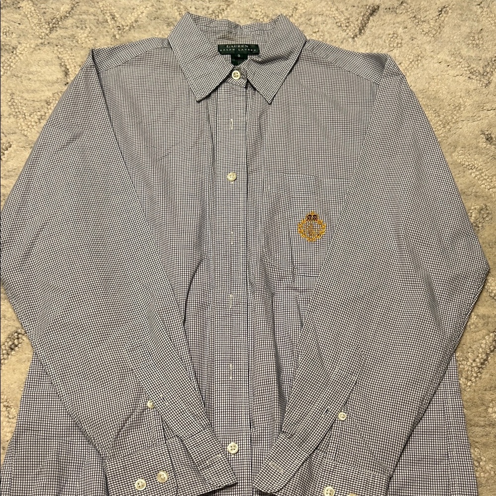 Ralph Lauren Blue Checkered Button Down Shirt